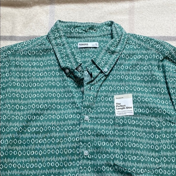 Sonoma Green Patterned Men's Shirt Size Extra Large - Picture 2 of 9